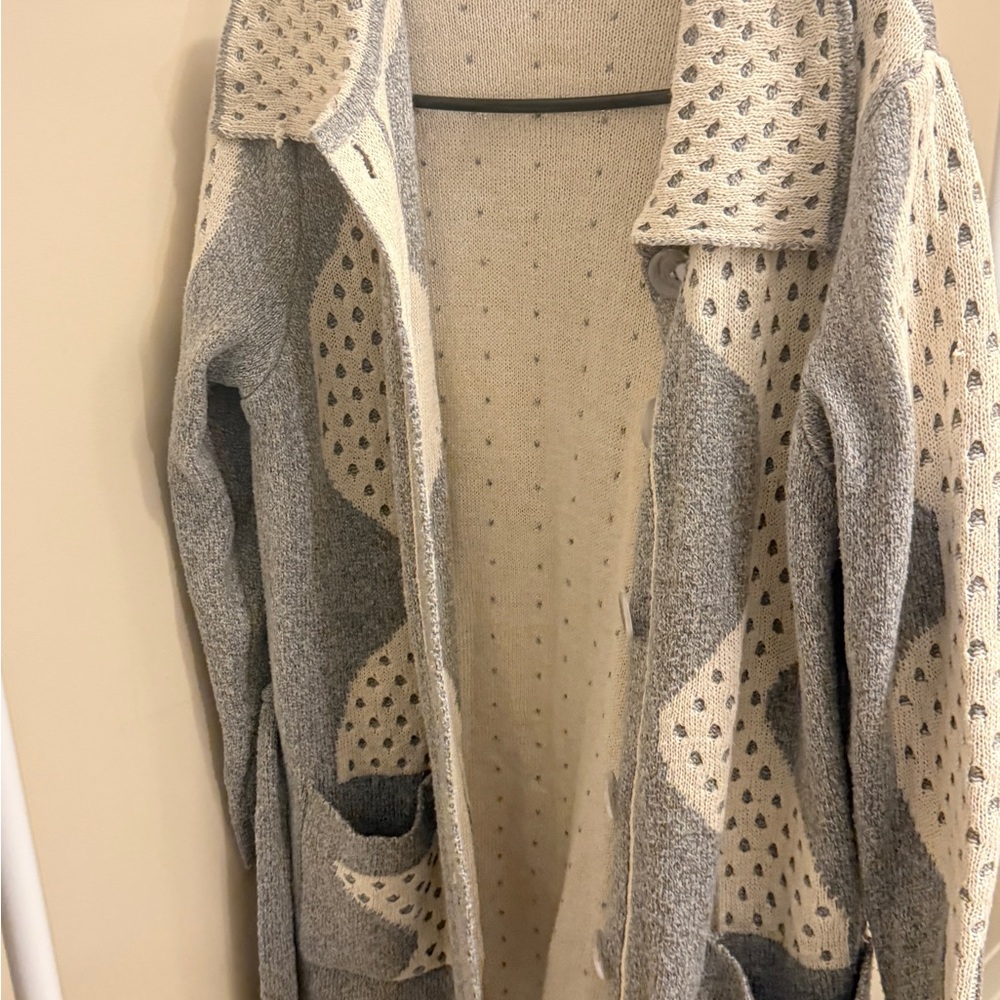 Gray and Cream Women's Sweater